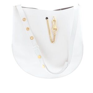 AllSaints White Leather Hobo Beaumont Gold Hardware Shoulder Bag MSRP $350